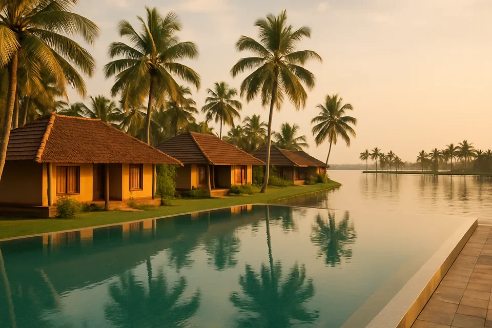 A lakeside resort on the Alleppey backwaters in Kerala